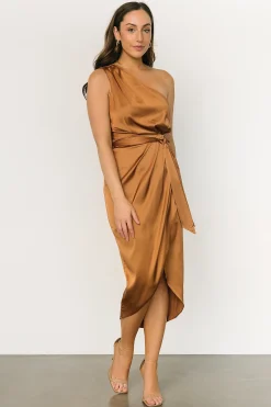 Baltic Born BEST SELLERS|Celia One Shoulder Midi Dress | Bronze