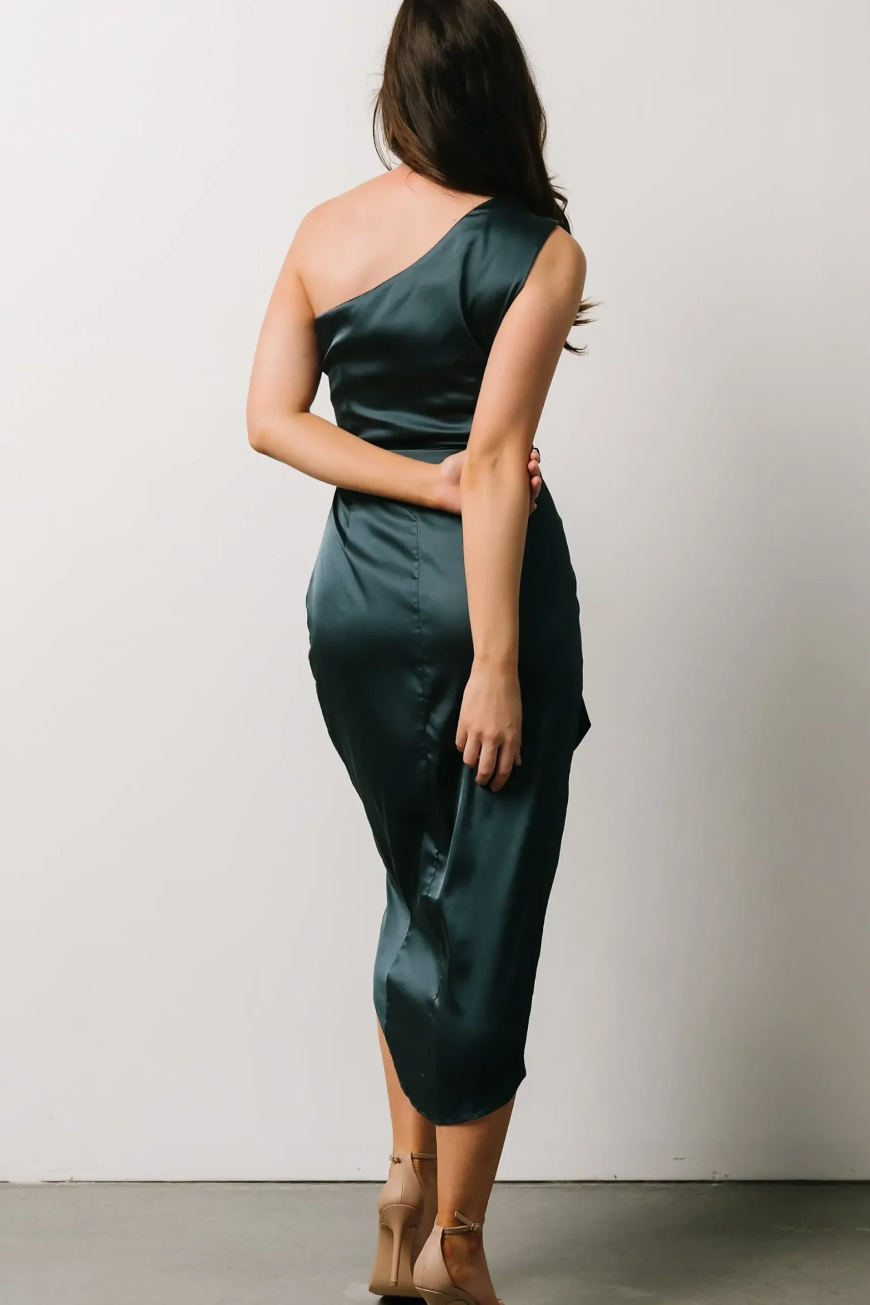 Baltic Born BEST SELLERS|Celia One Shoulder Midi Dress | Midnight