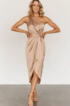 Baltic Born BEST SELLERS|Celia One Shoulder Midi Dress | Champagne