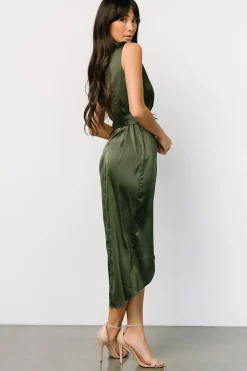 Baltic Born BEST SELLERS|Celia One Shoulder Midi Dress | Olive