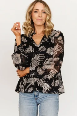 Baltic Born blouses + shirts|Charlotte Tie Blouse | Black + Cream