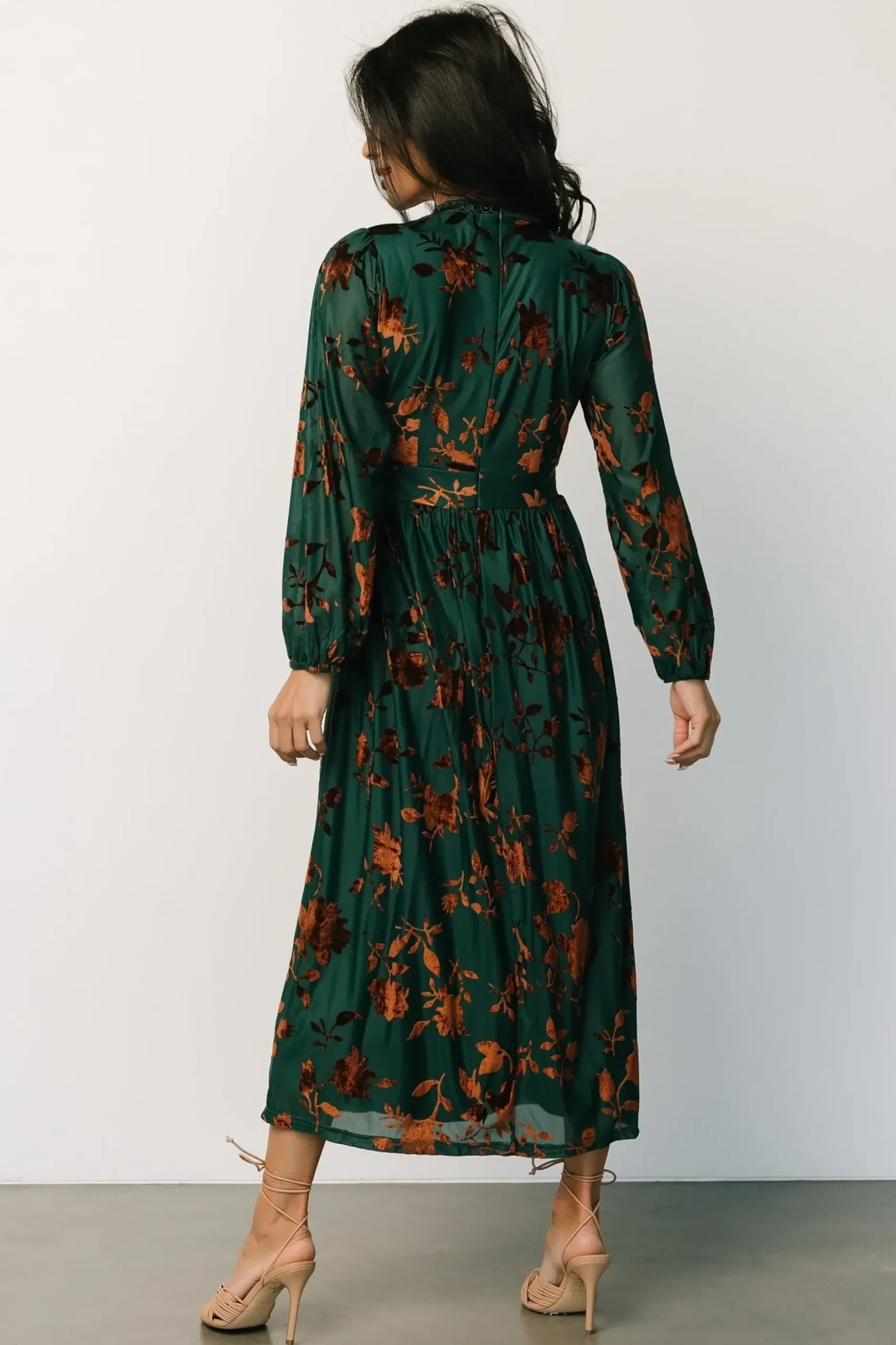 Baltic Born midi dresses|WEDDING SUITE|Christine Velvet Embossed Midi Dress | Jade