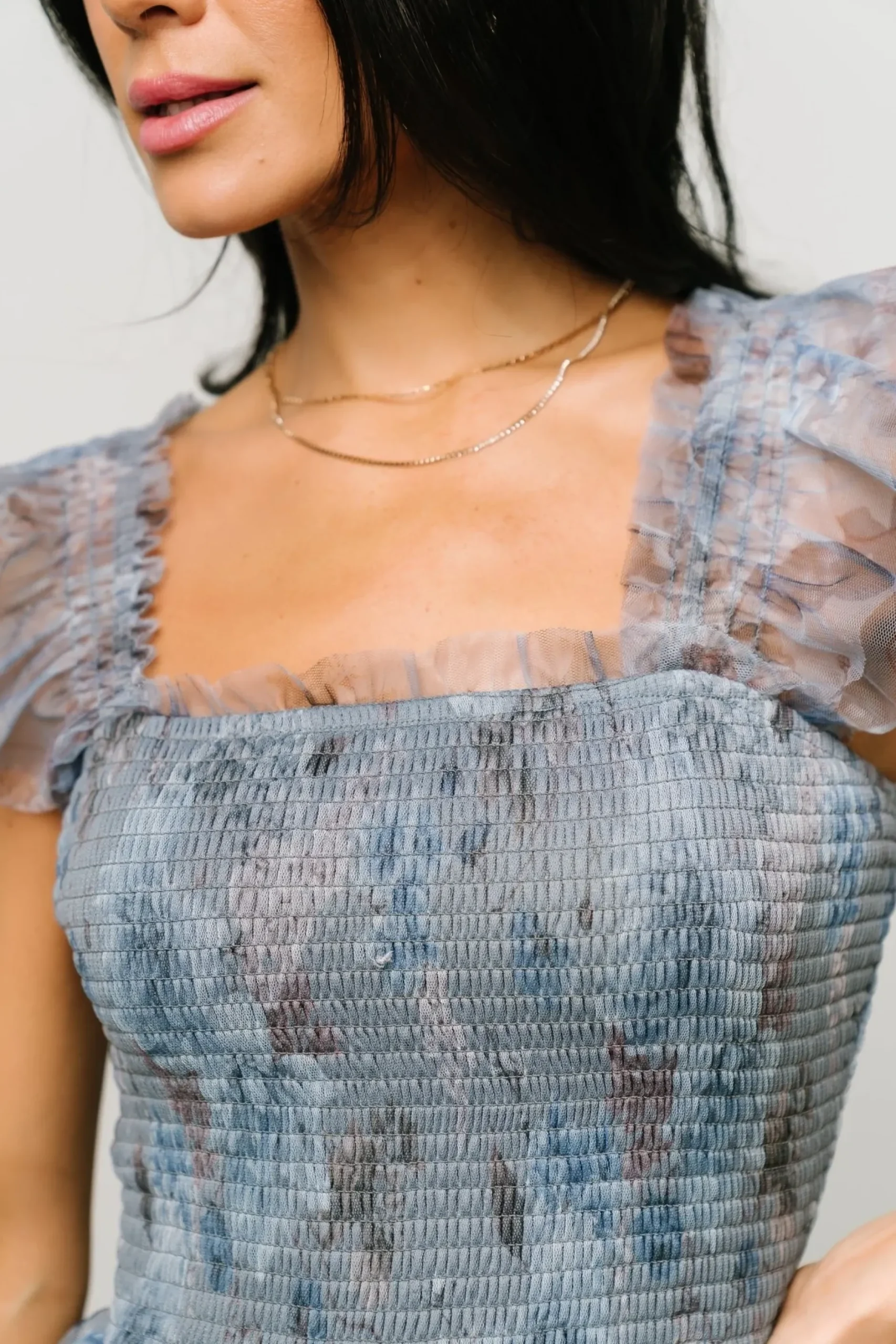Baltic Born COMING SOON|Clementine Tulle Midi Dress | Dusty Blue Floral
