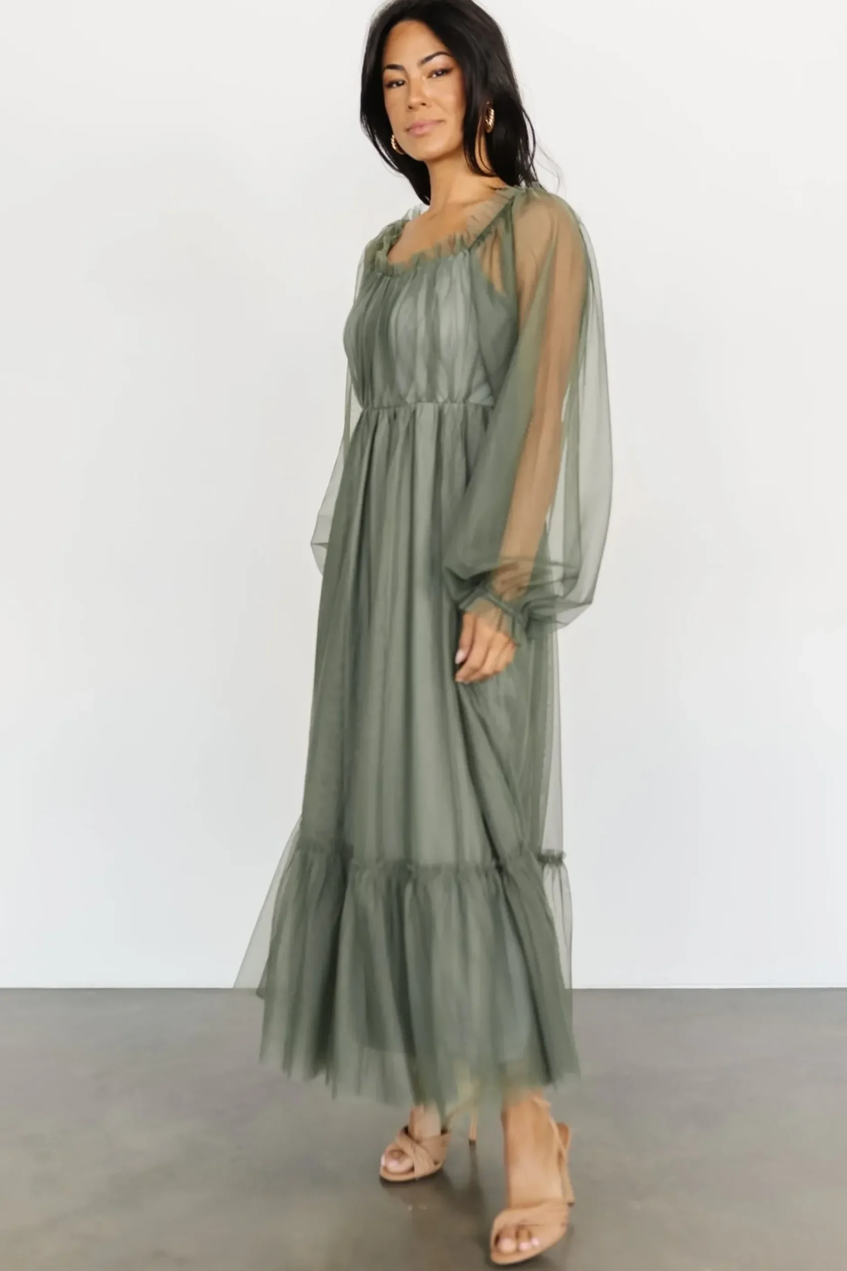 Baltic Born tulle styles|Cleobelle Maxi Dress | Dusty Olive