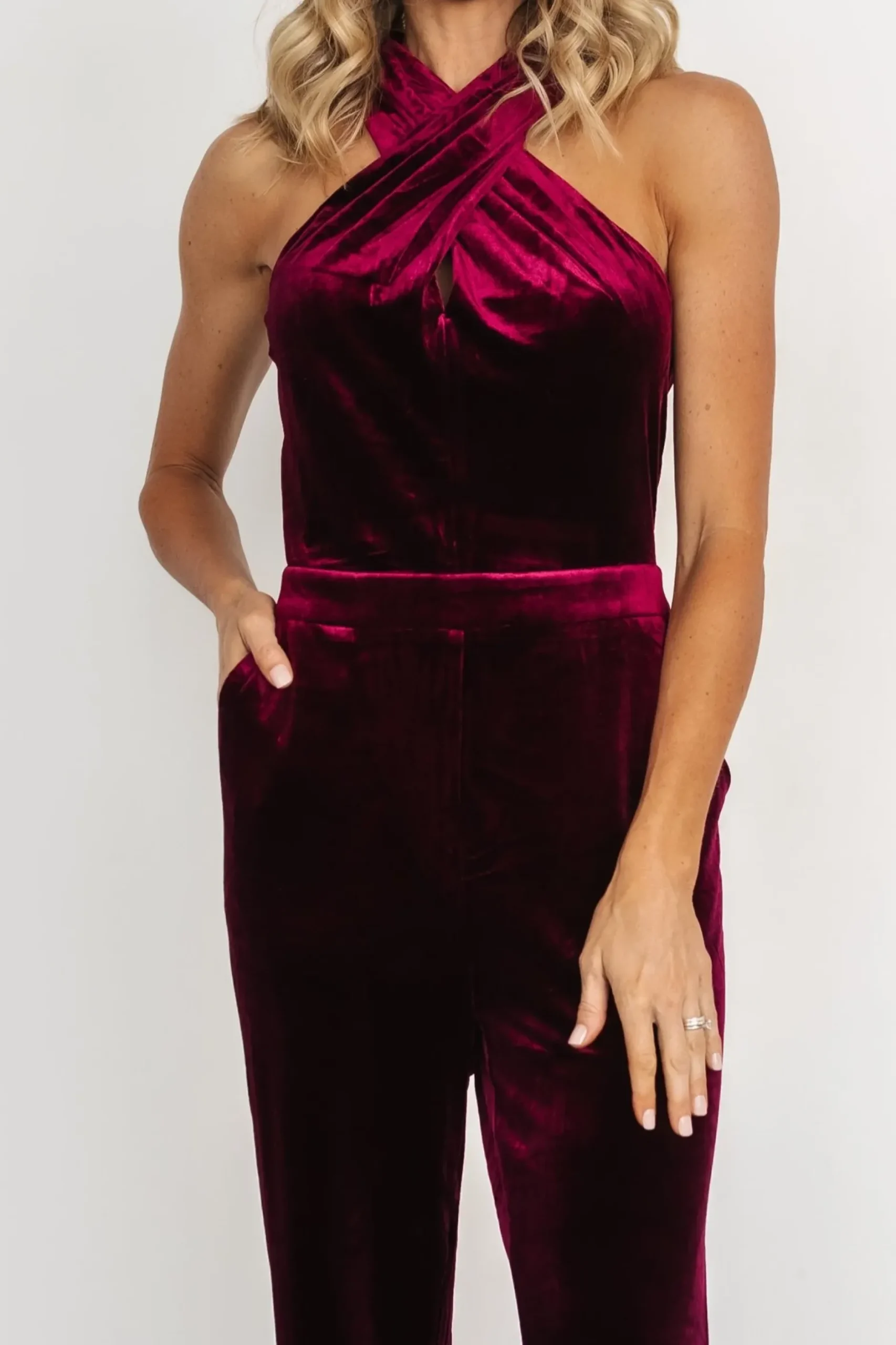 Baltic Born JUMPSUITS + ROMPERS|Cleopatra Velvet Jumpsuit | Burgundy