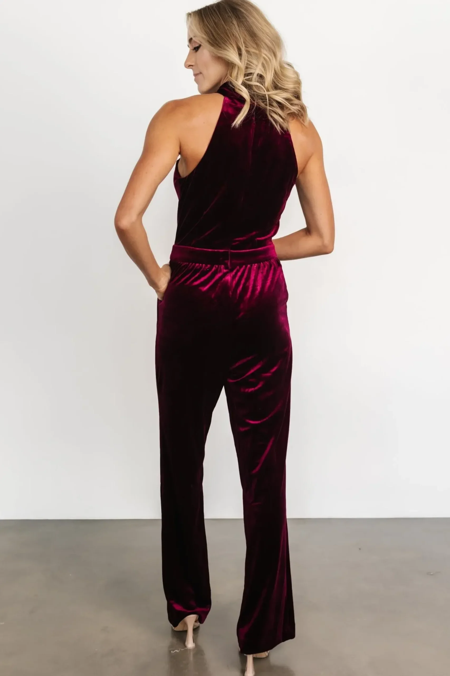 Baltic Born JUMPSUITS + ROMPERS|Cleopatra Velvet Jumpsuit | Burgundy