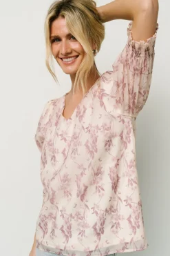 Baltic Born blouses + shirts|Cordova Top | Beige + Mauve Floral