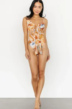 Baltic Born one piece|Cyprus One Piece | Orange + Blue Marble