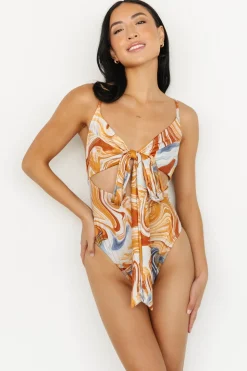 Baltic Born one piece|Cyprus One Piece | Orange + Blue Marble