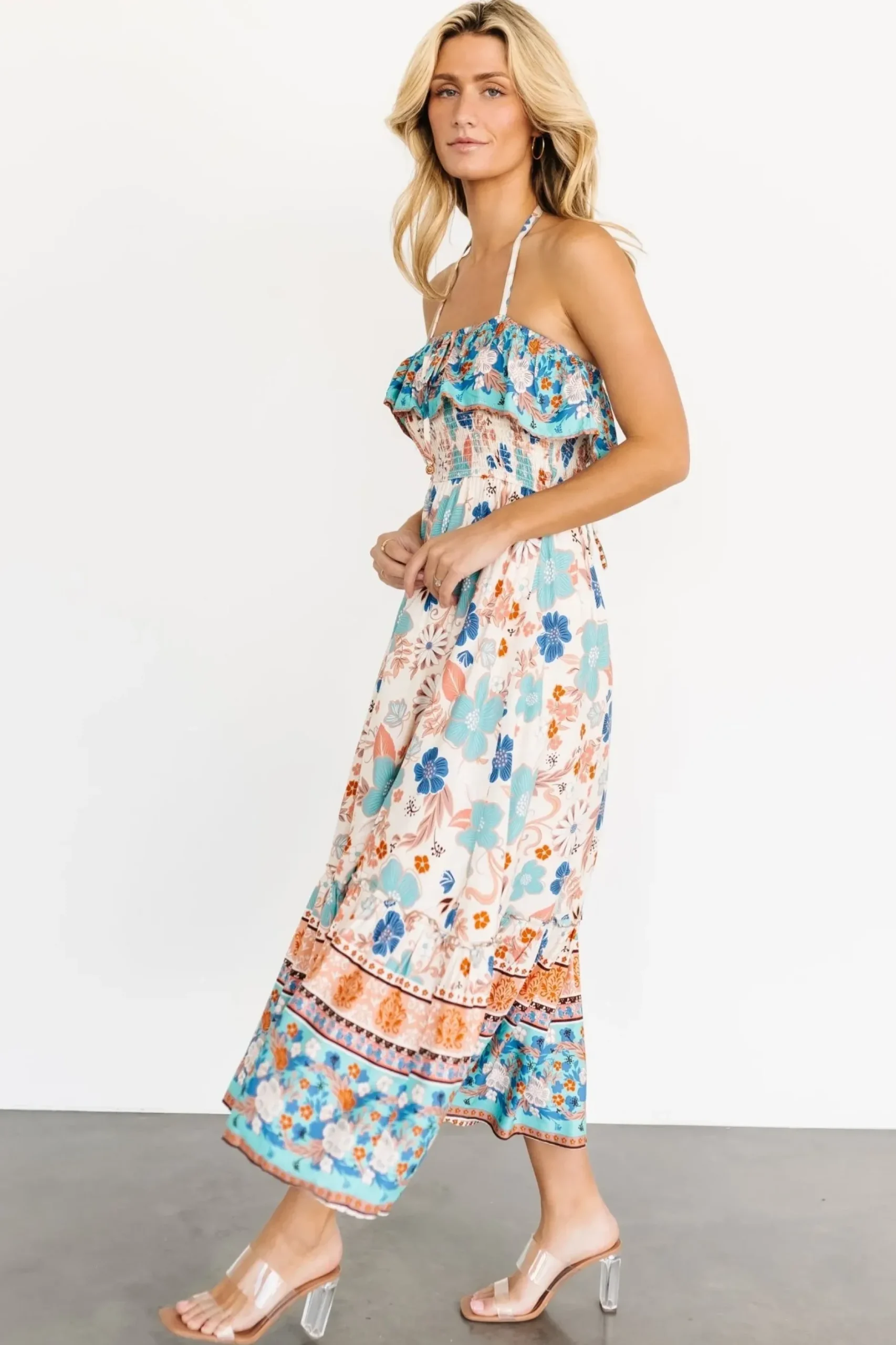 Baltic Born midi dresses|Dali Midi Dress | Natural + Blue Floral