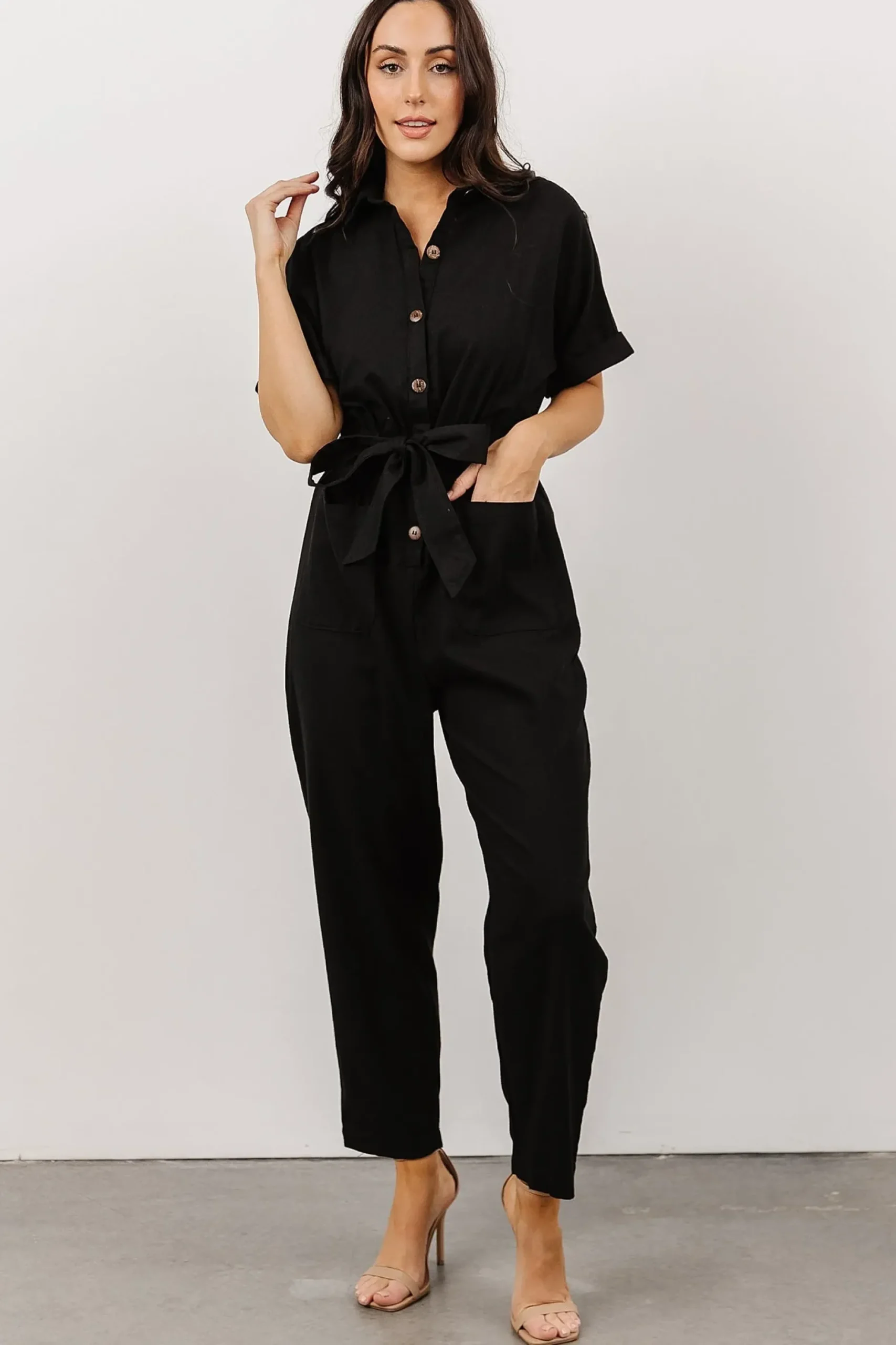 Baltic Born JUMPSUITS + ROMPERS|Dallas Button Up Jumpsuit | Black