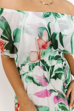 Baltic Born maxi dresses|Daphne Off Shoulder Maxi Dress | White + Green Multi Floral