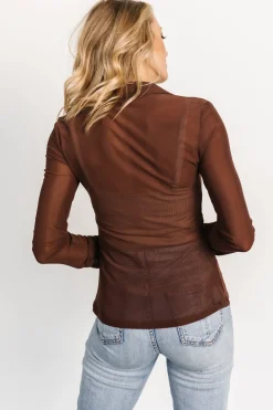 Baltic Born blouses + shirts|Dax Mesh Top | Chocolate