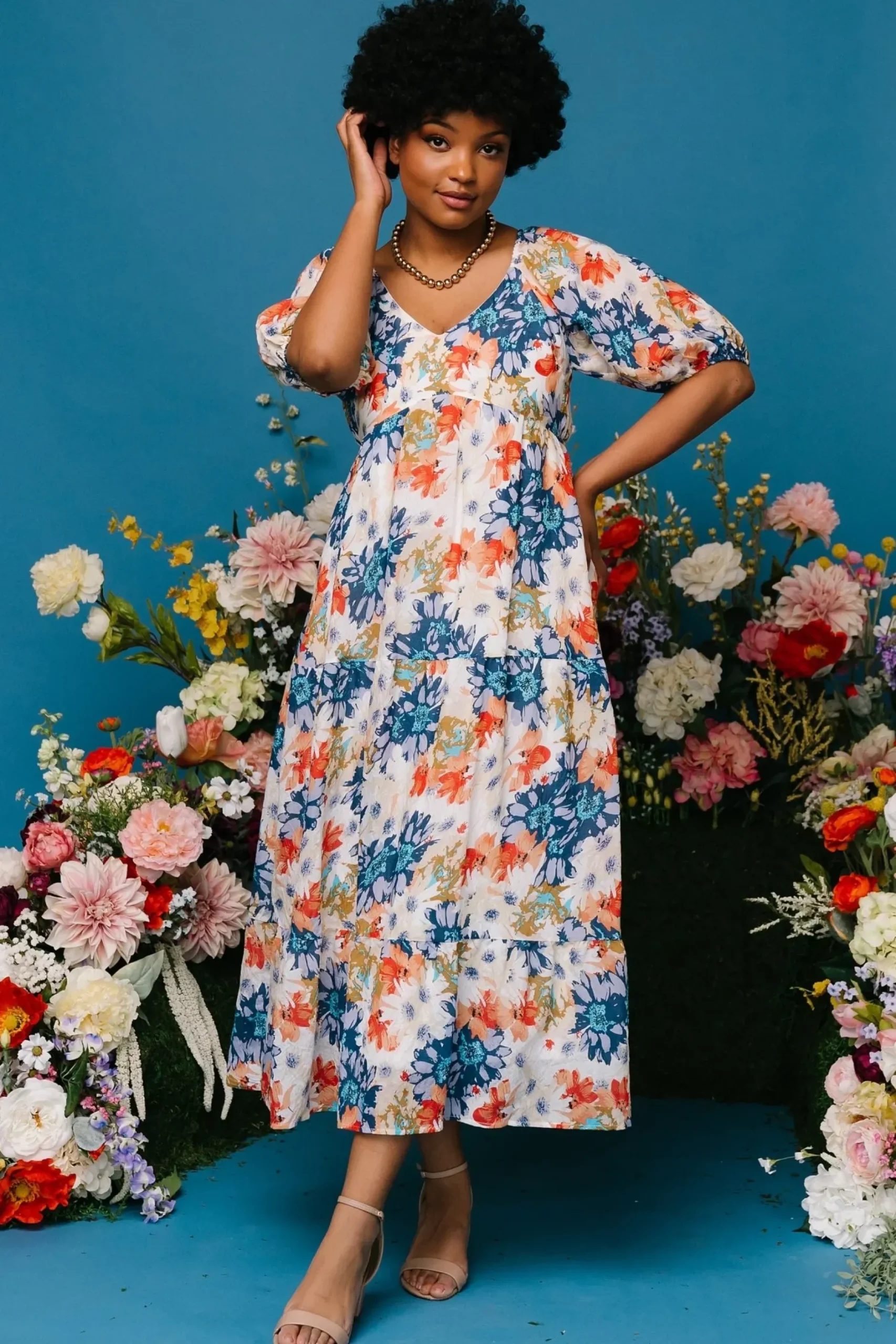 Baltic Born midi dresses|bump friendly|Denton Midi Dress | Blue Multi