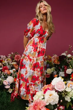 Baltic Born midi dresses|bump friendly|Denton Midi Dress | Red Multi