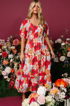 Baltic Born midi dresses|bump friendly|Denton Midi Dress | Red Multi