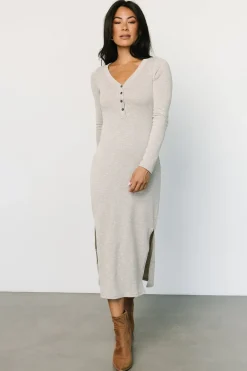 Baltic Born midi dresses|Denver Ribbed Midi Dress | Light Gray