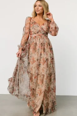 Baltic Born COMING SOON|Desiree Tulle Maxi Dress | Taupe Floral