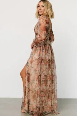 Baltic Born COMING SOON|Desiree Tulle Maxi Dress | Taupe Floral