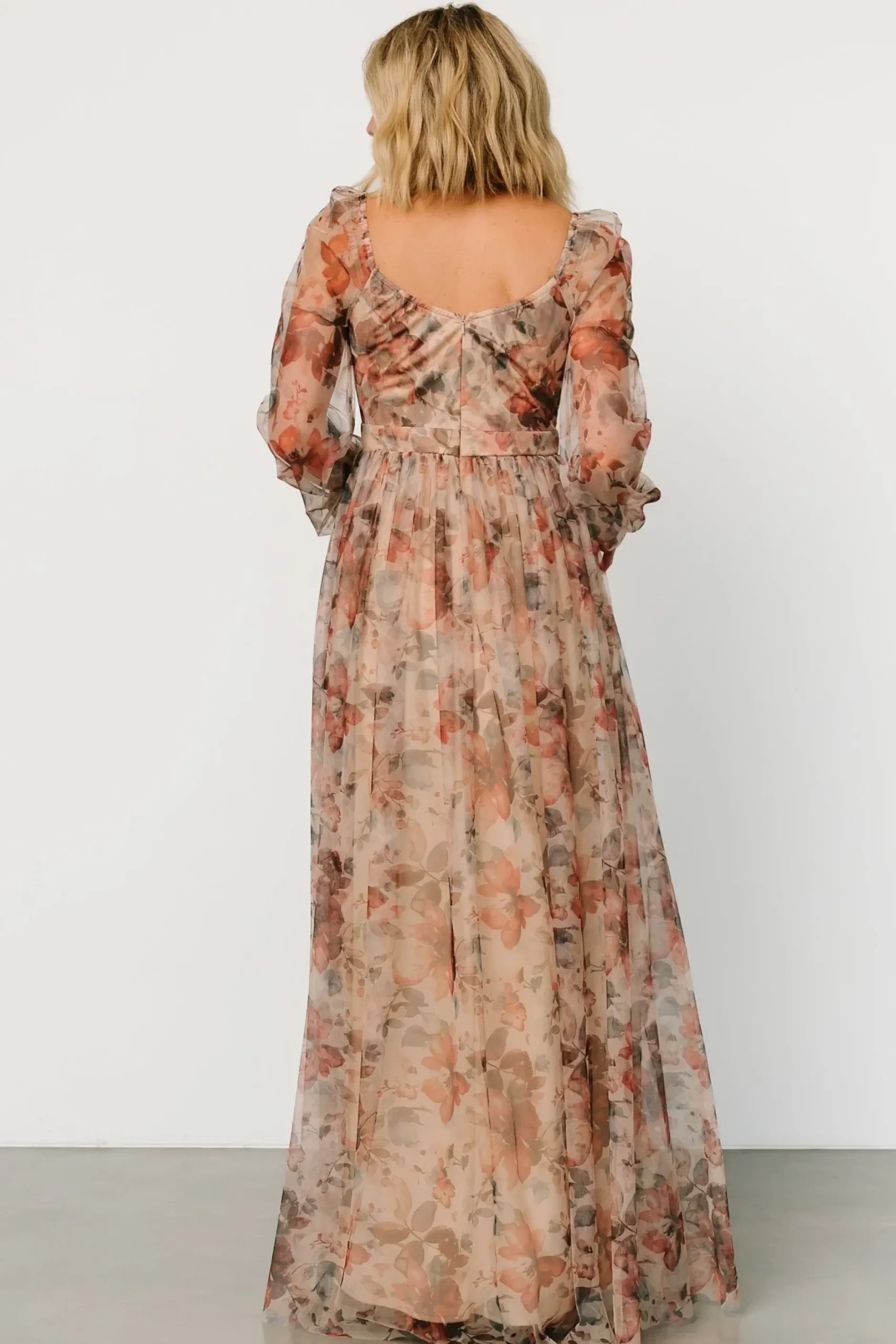 Baltic Born COMING SOON|Desiree Tulle Maxi Dress | Taupe Floral