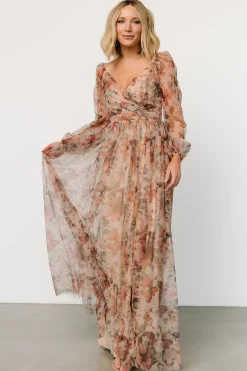 Baltic Born COMING SOON|Desiree Tulle Maxi Dress | Taupe Floral
