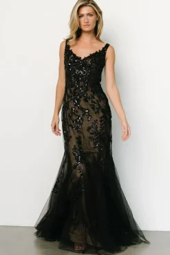 Baltic Born embellished + sequined|Devotion Bridal Gown | Black + Nude