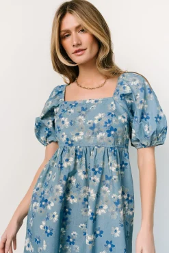 Baltic Born EXTENDED SIZING|Dorothea Midi Dress | Denim Floral