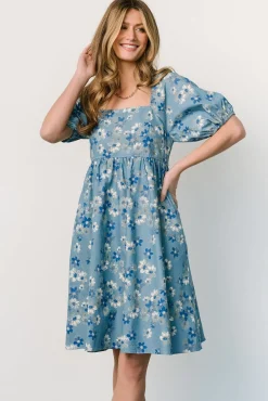 Baltic Born EXTENDED SIZING|Dorothea Midi Dress | Denim Floral
