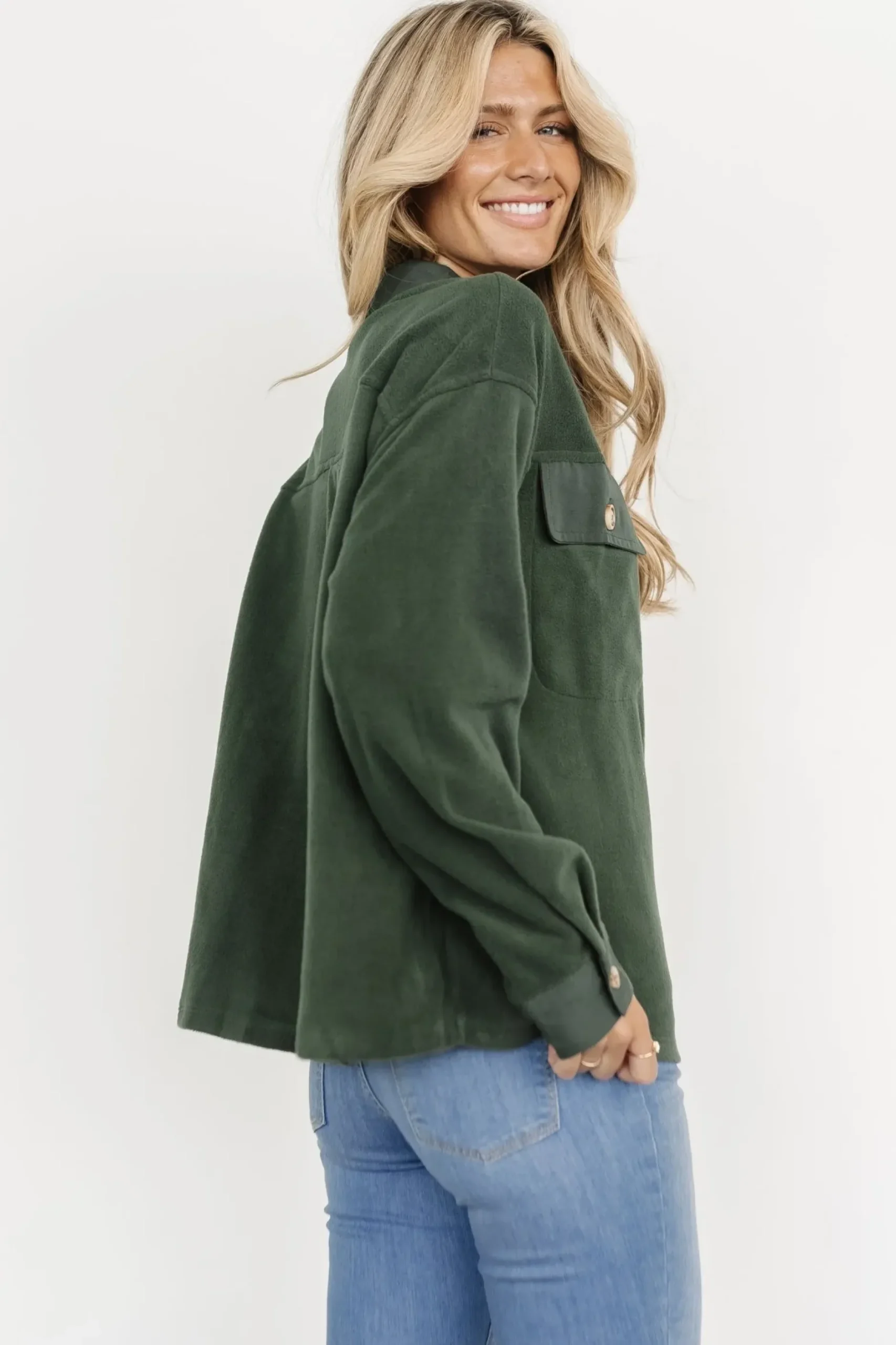 Baltic Born outerwear|Duke Button Up Top | Forest Green