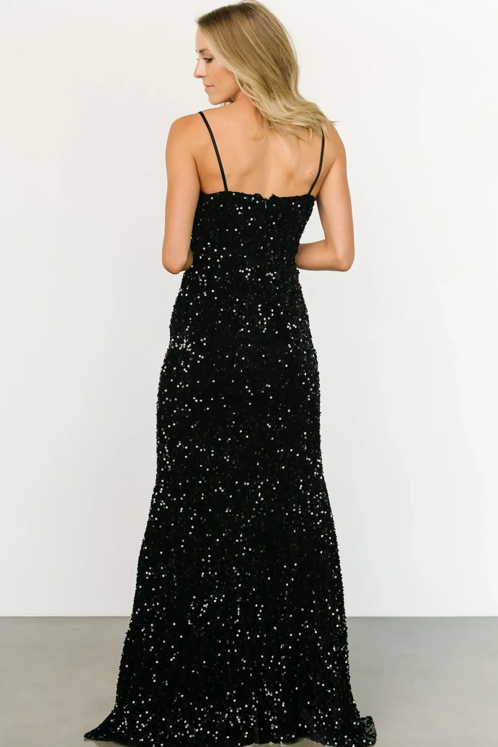 Baltic Born embellished + sequined|Emeris Sequin Gown | Black