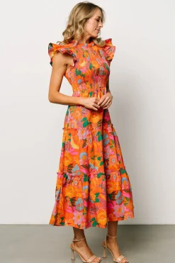Baltic Born bump friendly|Emily Smocked Tier Dress | Orange Floral
