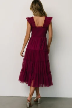 Baltic Born DRESSES|midi dresses|Emma Smocked Tulle Dress | Boysenberry