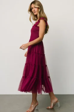 Baltic Born DRESSES|midi dresses|Emma Smocked Tulle Dress | Boysenberry