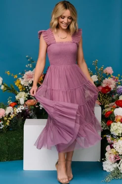 Baltic Born DRESSES|midi dresses|Emma Smocked Tulle Dress | Orchid