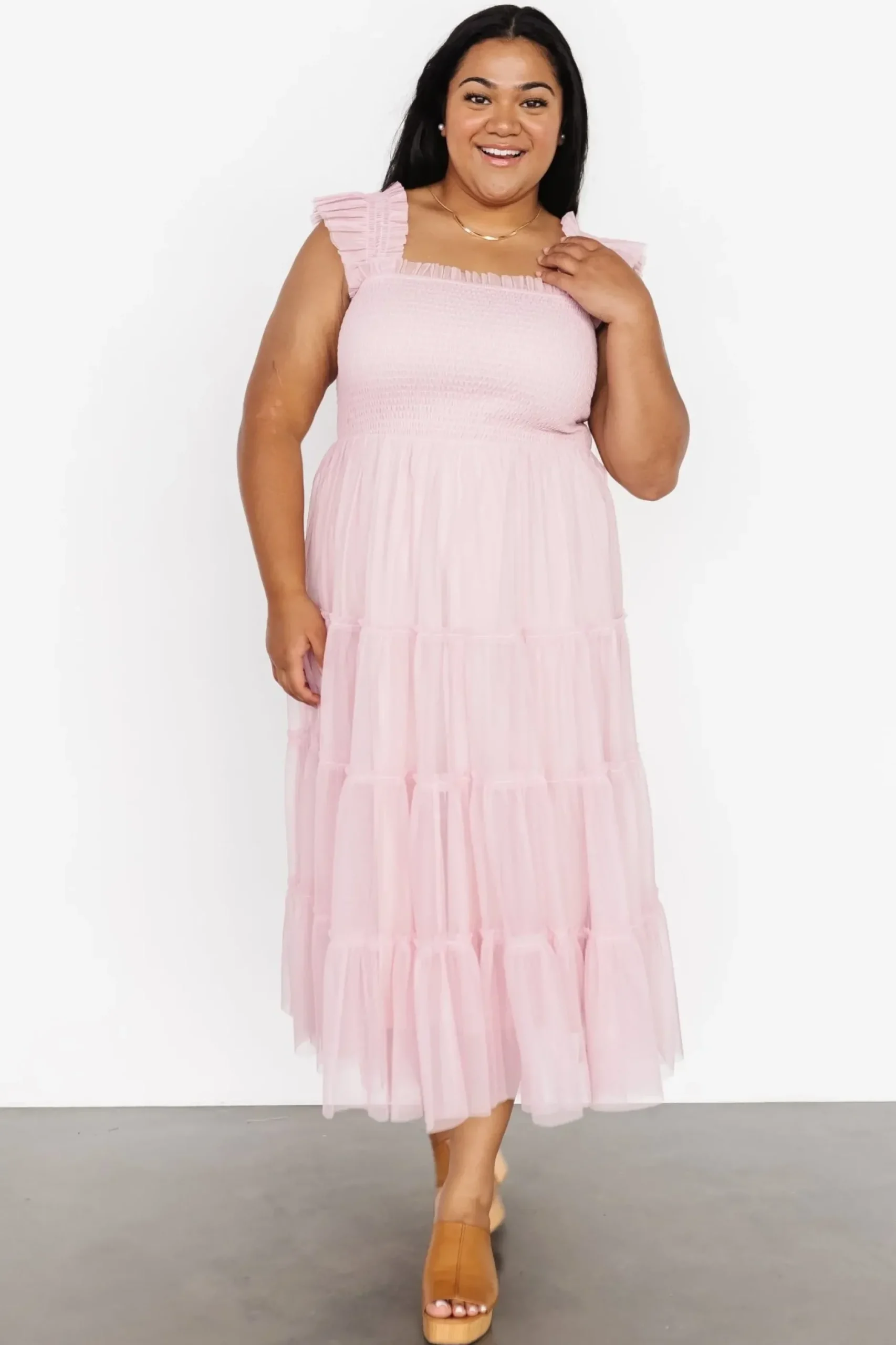 Baltic Born DRESSES|midi dresses|Emma Smocked Tulle Dress | Mauve