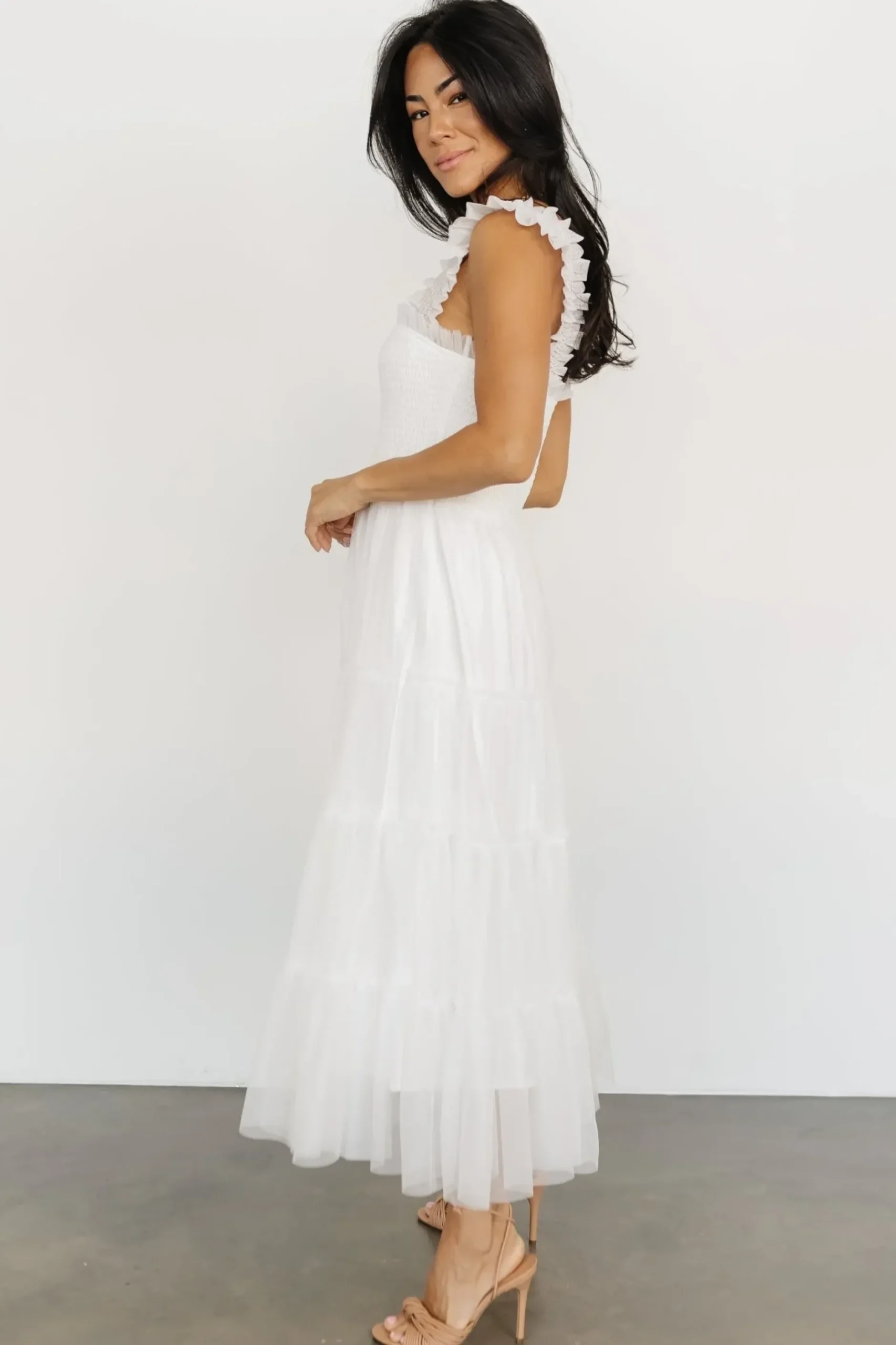 Baltic Born DRESSES|midi dresses|Emma Smocked Tulle Dress | Off White