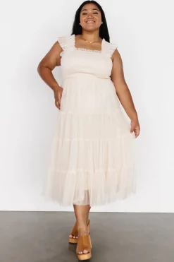 Baltic Born DRESSES|midi dresses|Emma Smocked Tulle Dress | Beige
