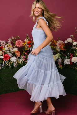 Baltic Born DRESSES|midi dresses|Emma Smocked Tulle Dress | Light Blue