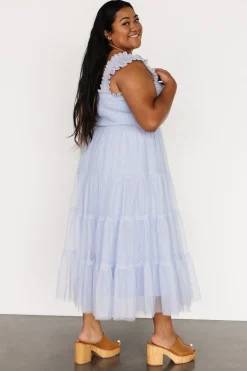 Baltic Born DRESSES|midi dresses|Emma Smocked Tulle Dress | Light Blue