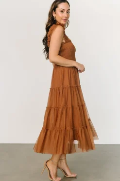 Baltic Born DRESSES|midi dresses|Emma Smocked Tulle Dress | Mocha
