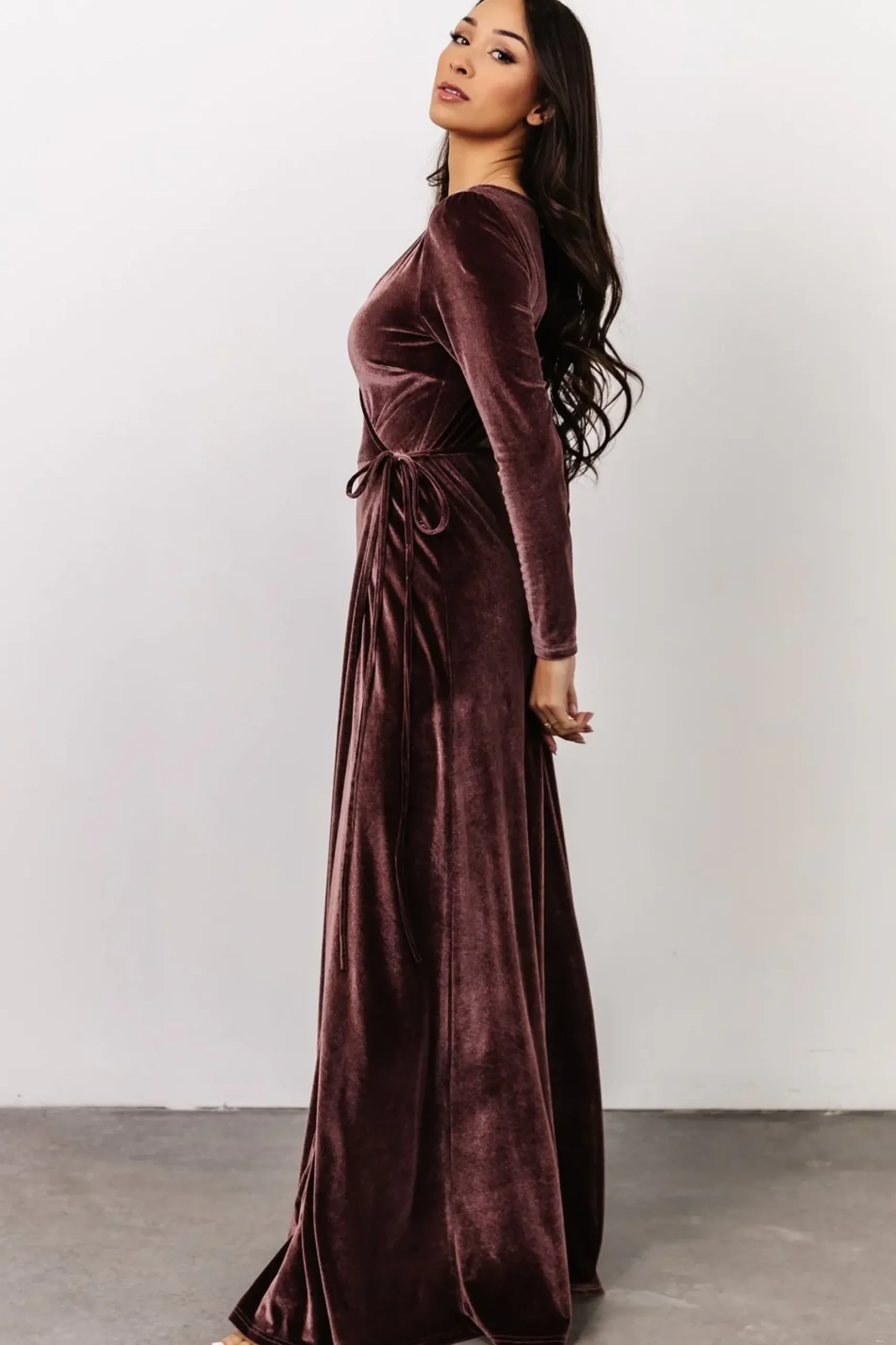 Baltic Born WINTER ESSENTIALS|SALE|Esmerelda Velvet Wrap Maxi Dress | Dusty Plum