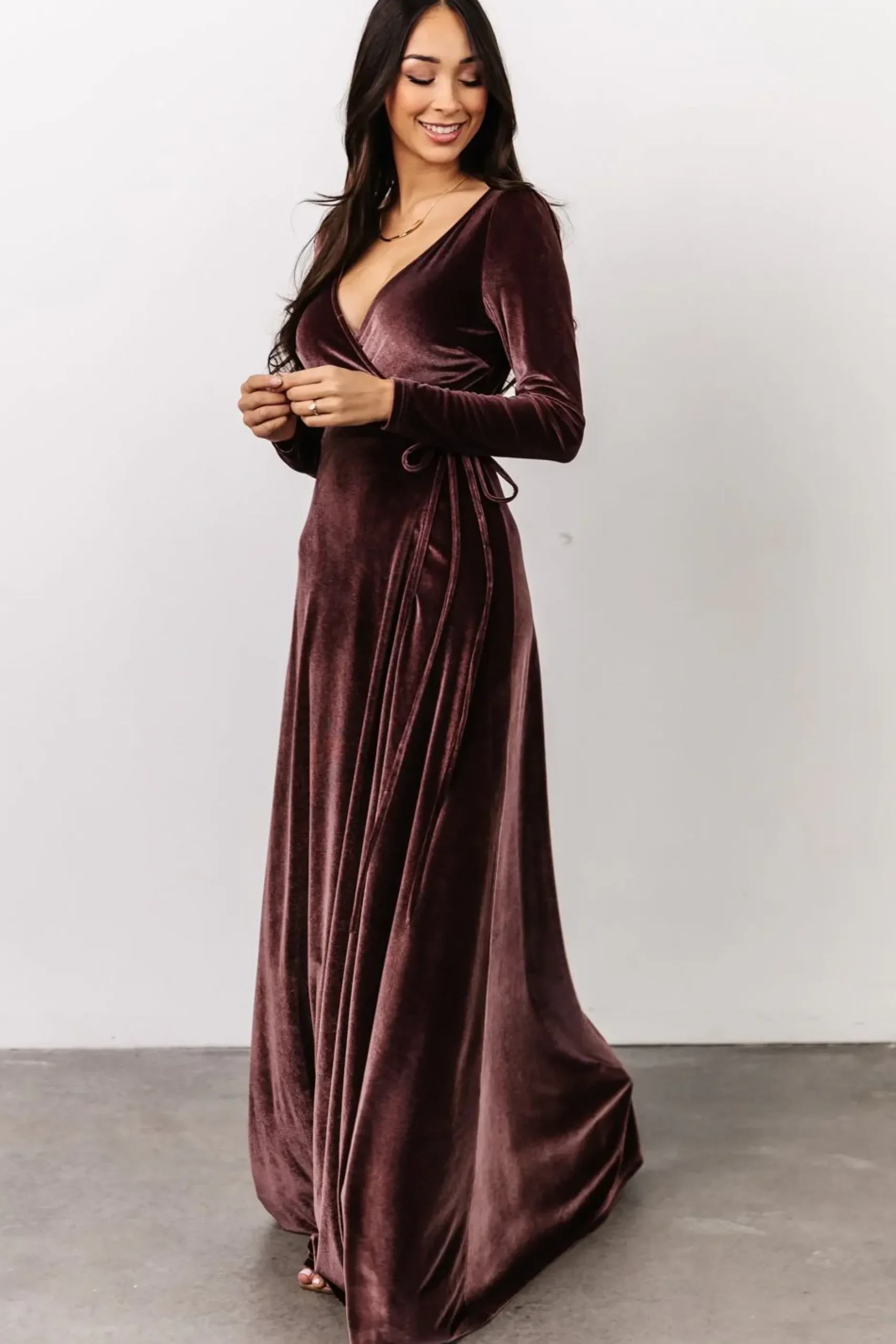 Baltic Born WINTER ESSENTIALS|SALE|Esmerelda Velvet Wrap Maxi Dress | Dusty Plum