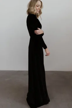 Baltic Born WINTER ESSENTIALS|SALE|Esmerelda Velvet Wrap Maxi Dress | Black