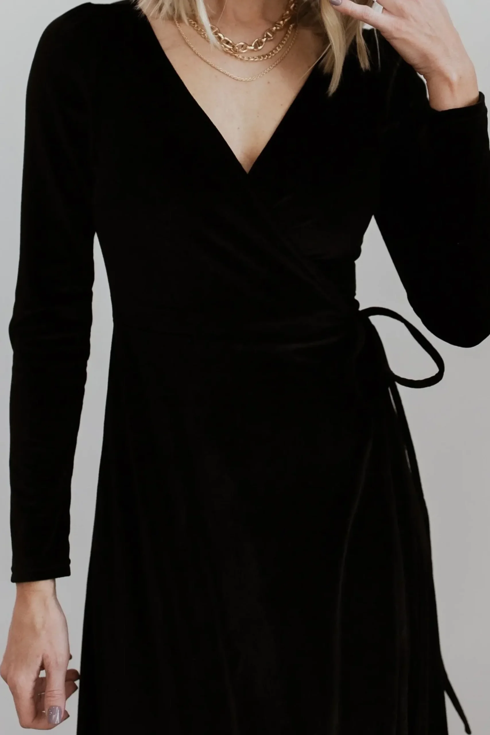 Baltic Born WINTER ESSENTIALS|SALE|Esmerelda Velvet Wrap Maxi Dress | Black