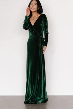 Baltic Born bump friendly|WINTER ESSENTIALS|Esmerelda Velvet Wrap Maxi Dress | Forest