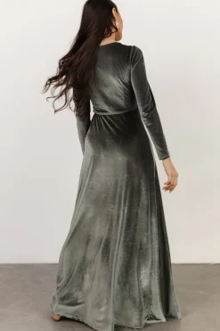 Baltic Born WINTER ESSENTIALS|SALE|Esmerelda Velvet Wrap Maxi Dress | Eucalyptus