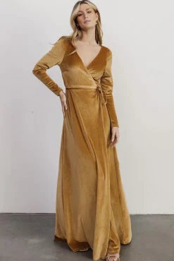 Baltic Born SALE|WINTER ESSENTIALS|Esmerelda Velvet Wrap Maxi Dress | Gold