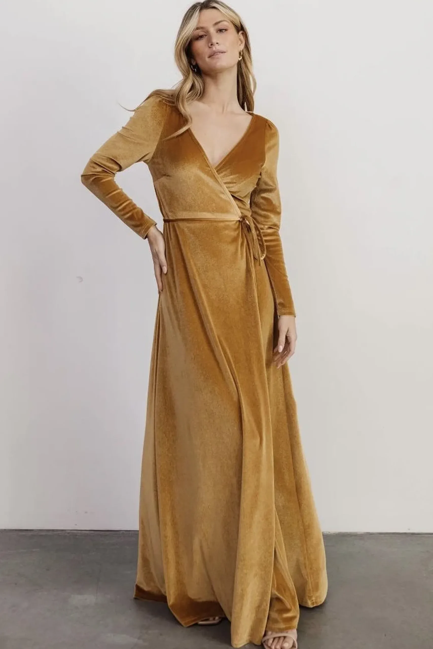 Baltic Born SALE|WINTER ESSENTIALS|Esmerelda Velvet Wrap Maxi Dress | Gold
