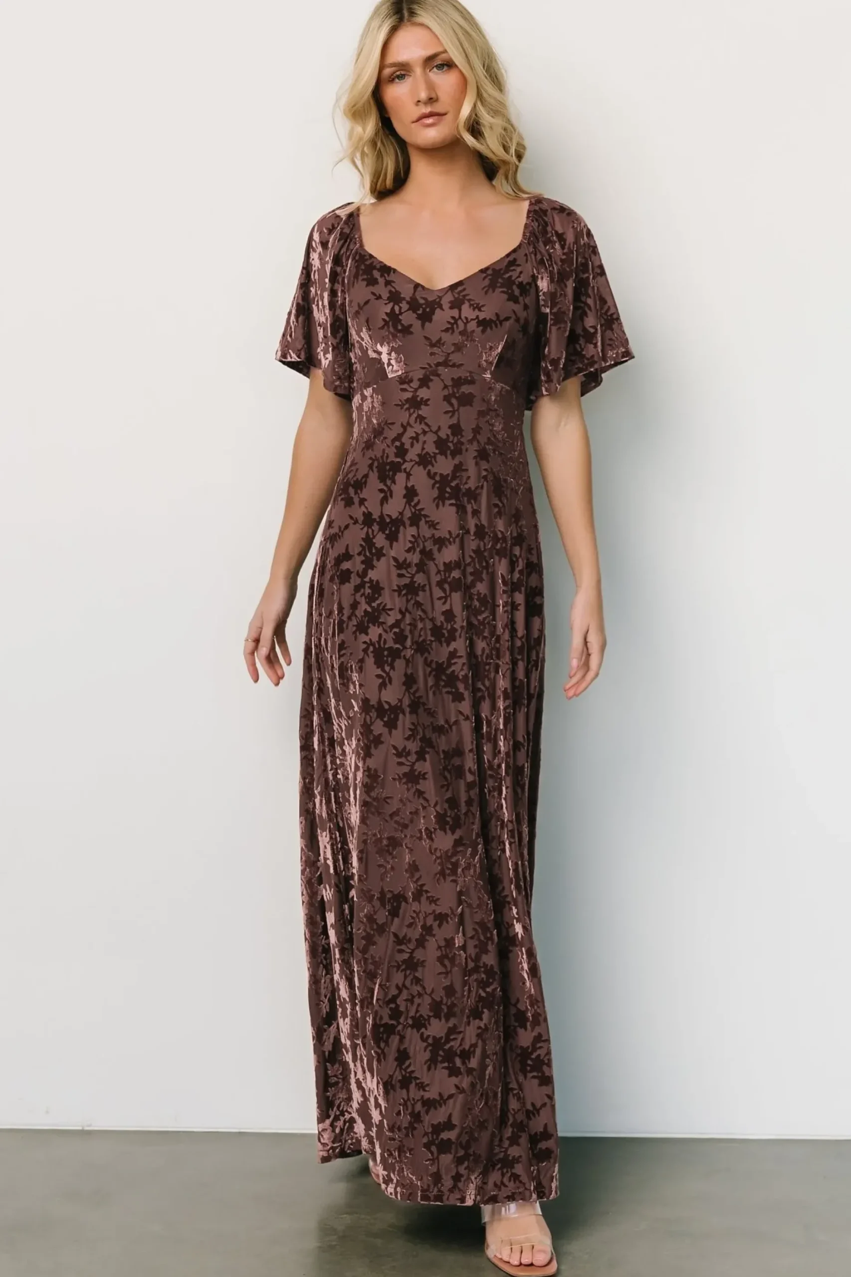 Baltic Born maxi dresses|WEDDING SUITE|Everley Velvet Maxi Dress | Espresso