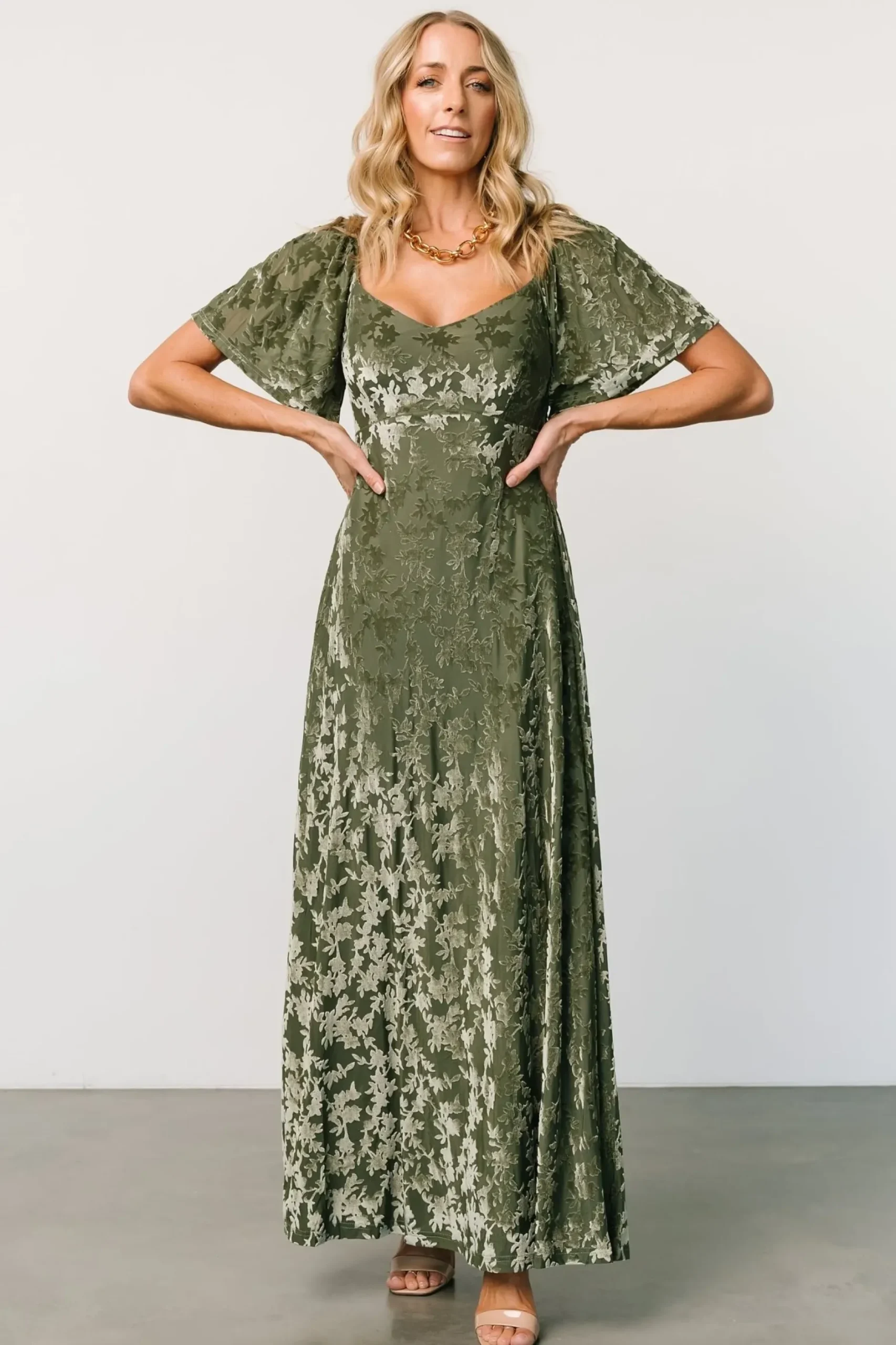 Baltic Born maxi dresses|WEDDING SUITE|Everley Velvet Maxi Dress | Dark Sage